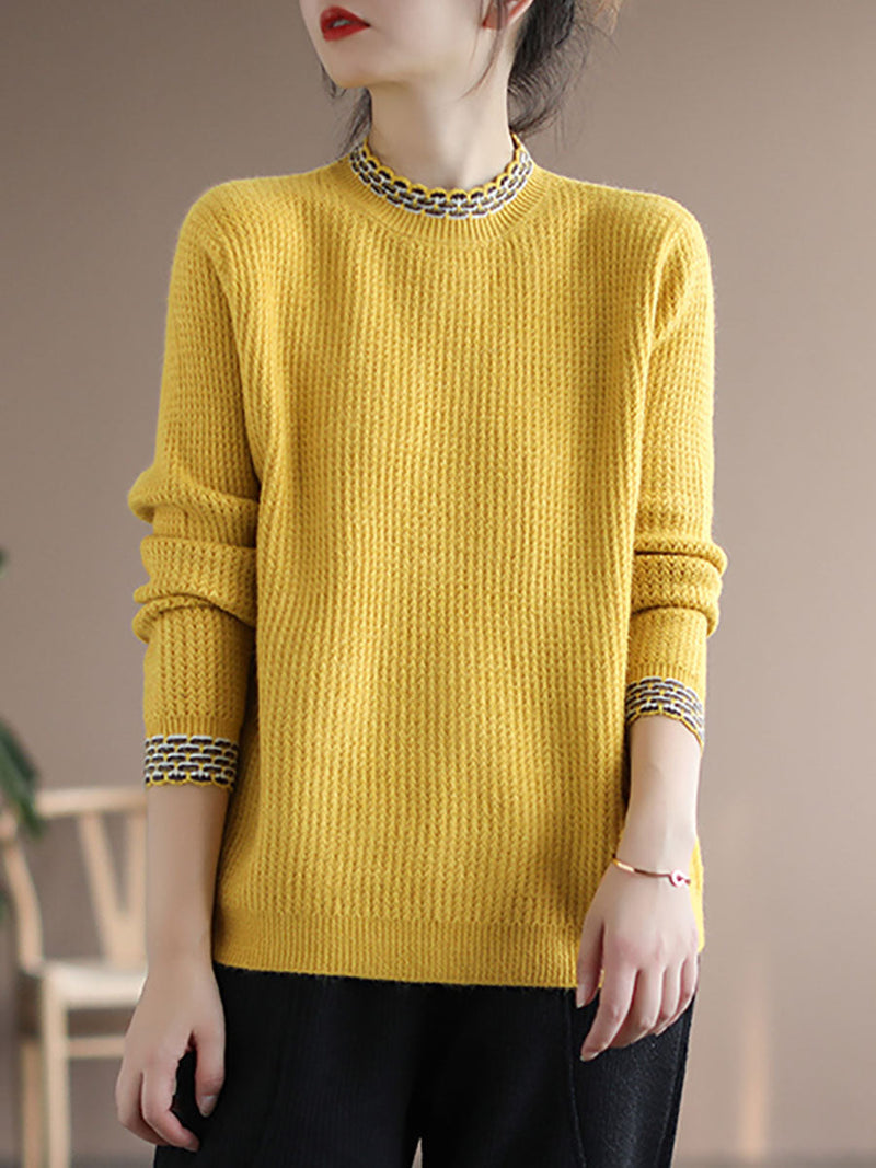 Winter Spliced Knitted Loose Sweater