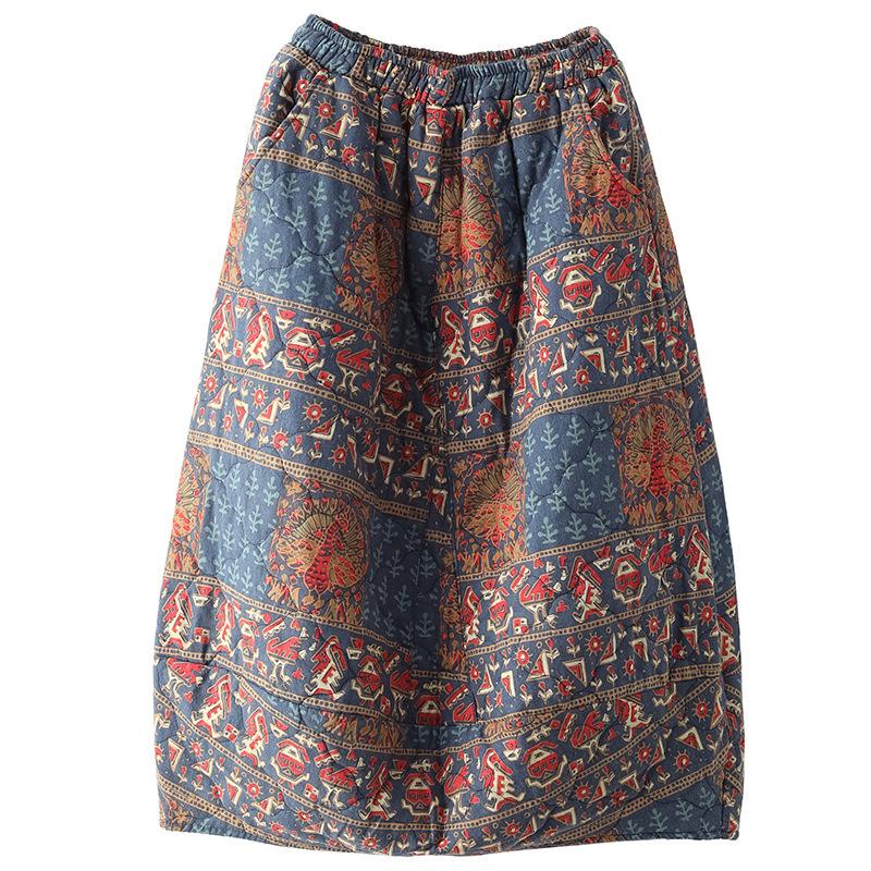 Winter Retro Style Cotton Linen Skirt