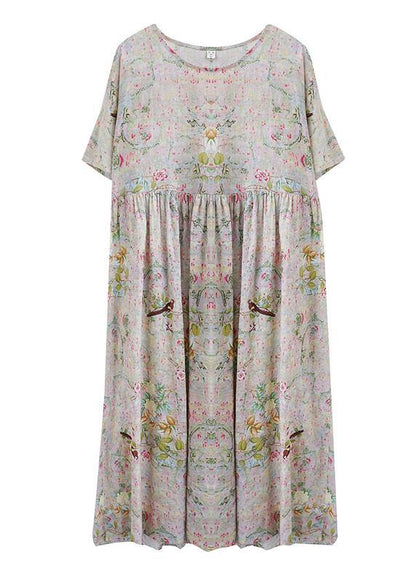 Print O-neck Summer Cotton Dress