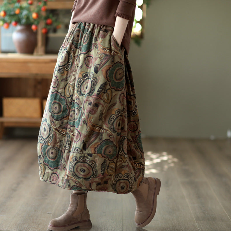 Style Padded Quilted Printed Skirt