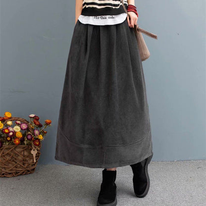 Cozy Autumn Retro Corduroy Loose Skirt