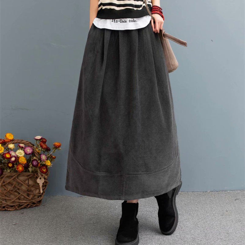Cozy Autumn Retro Corduroy Loose Skirt