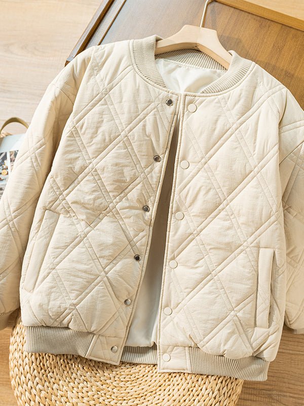 Autumn and Winter Literature Retro Rhombic 100% Polyester Coat