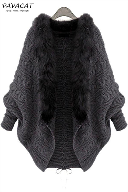 Buffy Faux Fur Cable Knit Cardigan