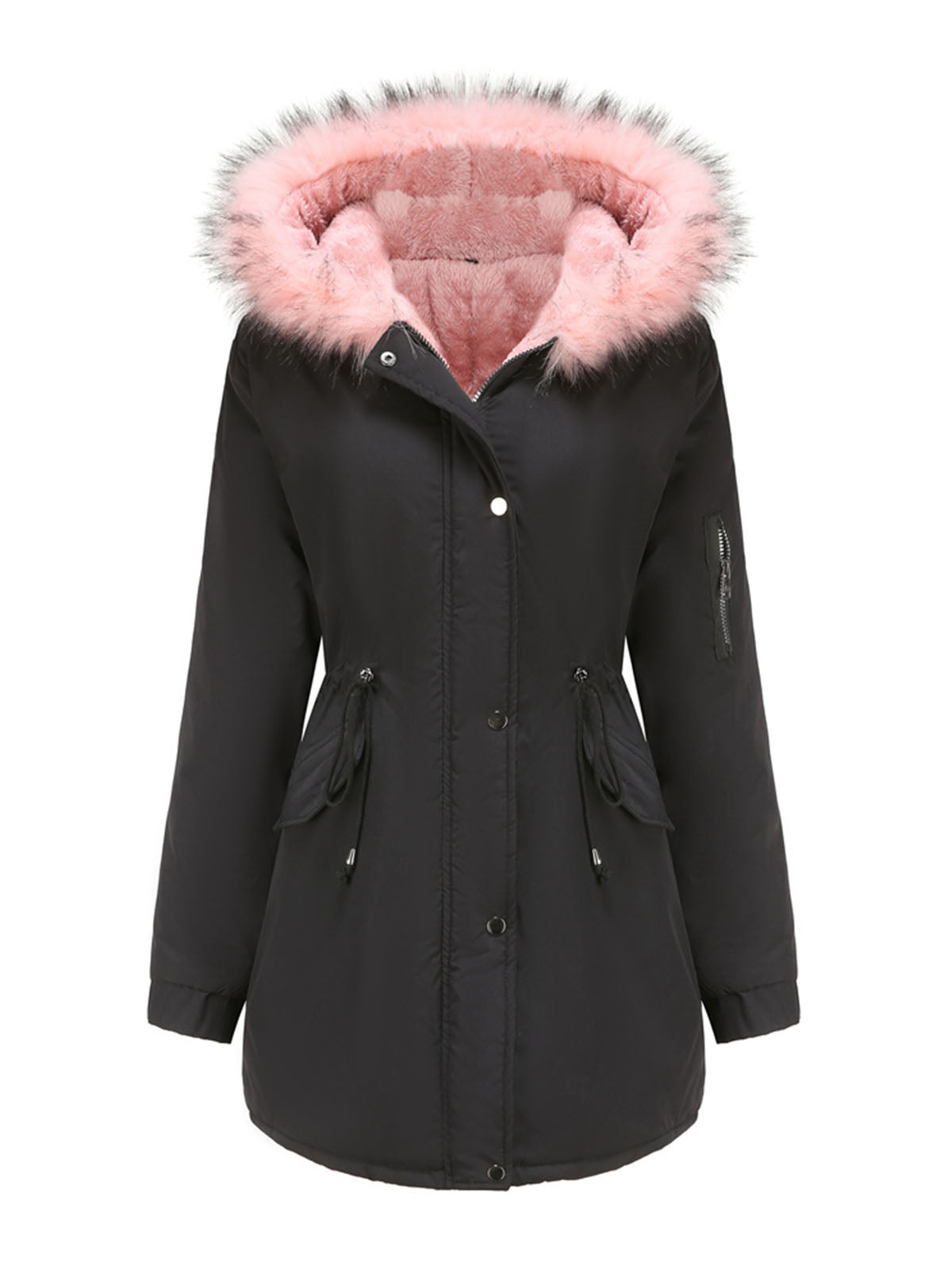 Parka Coat Street Daily Plush Winter Coat Color Oversized Fur Warm Coat