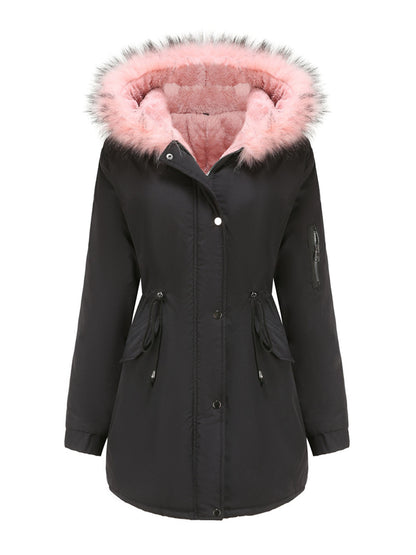 Parka Coat Street Daily Plush Winter Coat Color Oversized Fur Warm Coat