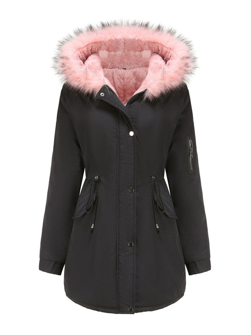 Parka Coat Street Daily Plush Winter Coat Color Oversized Fur Warm Coat