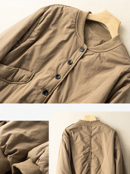 Long Sleeve Round Neck 100% Natural Fabric Button Down Coat