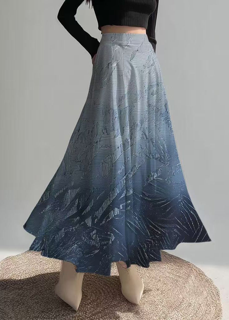 Gradient Navy Exra Large Hem Chiffon Skirts Summer