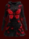 Comstylish Halloween Blood Butterfly Women's Knit Sweater Dress