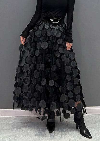 Black Dot Patchwork Tulle Skirt