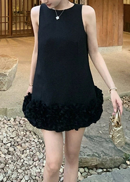 Black Original Design Cotton Mini Dresses O Neck Summer
