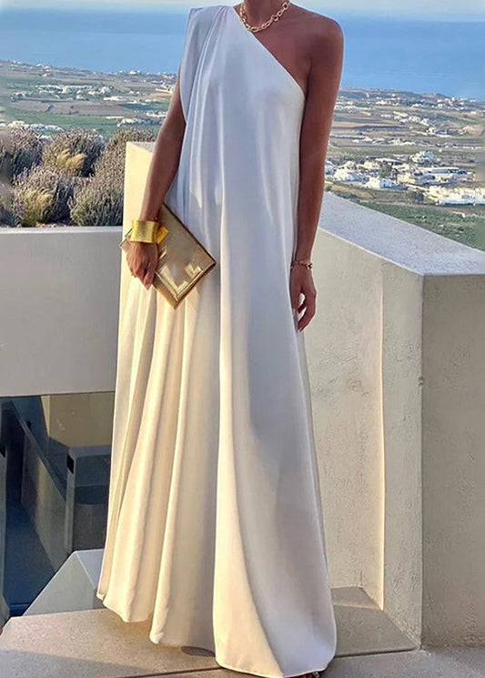 White One Shoulder Long Dress Summer