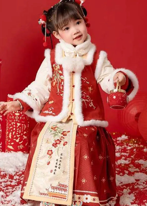 Turtleneck Warm Fleece Coats Fur Collar and Maxi Skirts Two Pieces Set Winter