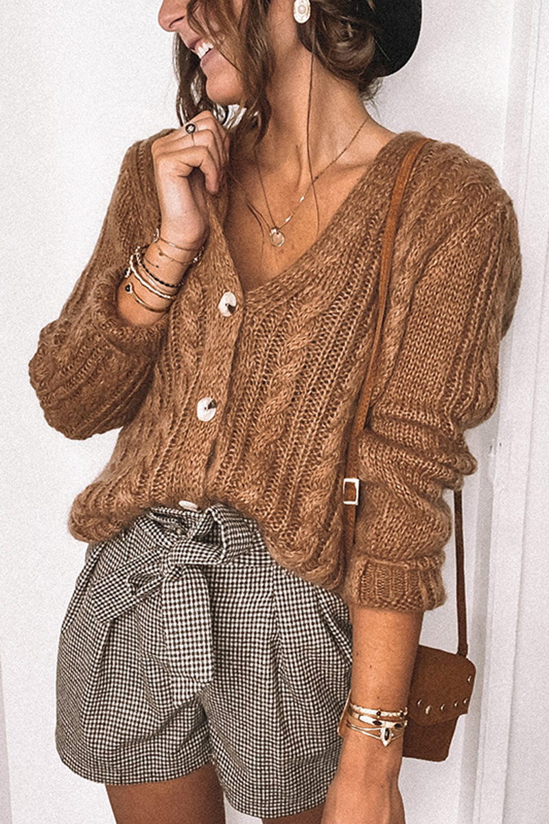 V-neck Cardigan Knitted Sweater