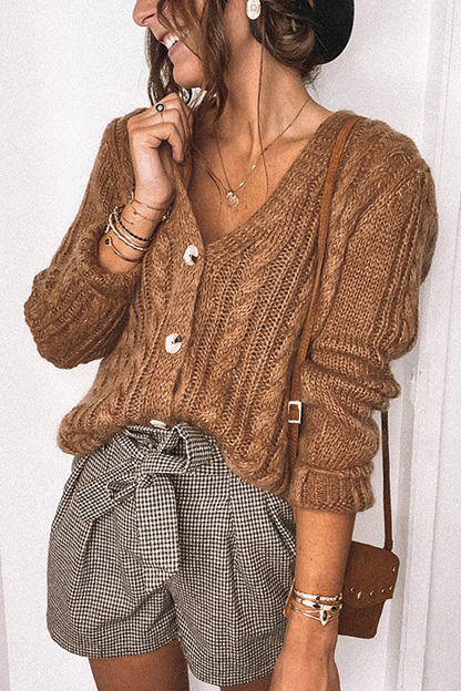 V-neck Cardigan Knitted Sweater