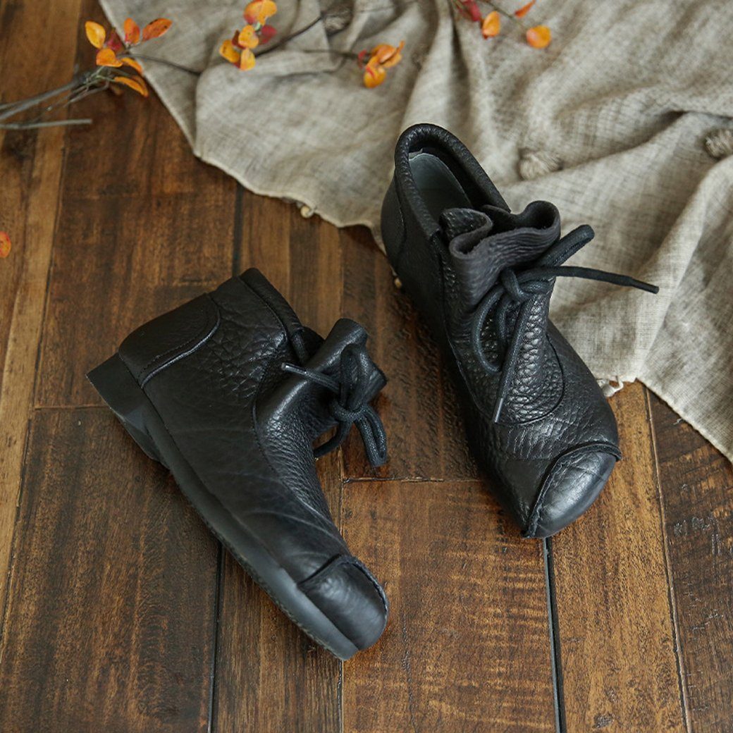 Cozy Autumn Retro Leather Ankle Boots