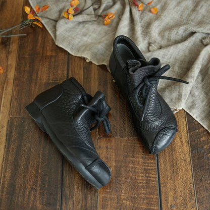 Cozy Autumn Retro Leather Ankle Boots