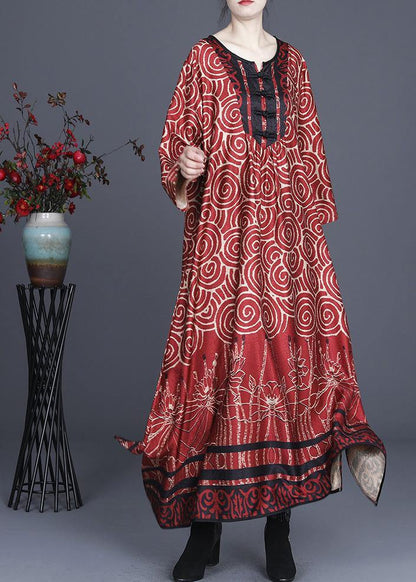 Diy Red Print Oriental Asymmetrical Design Dresses Summer