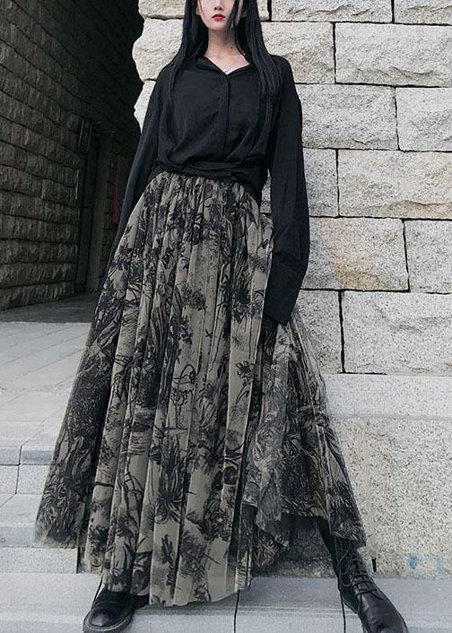 Print Tulle Pleated Summer a Line Skirts