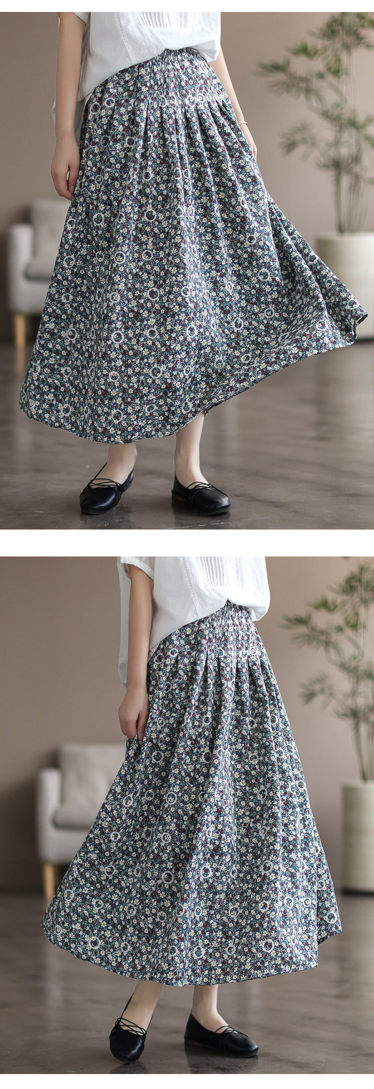 Literary Thin Large A-line Skirt