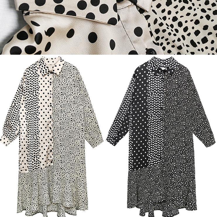 Black Dotted Cotton Patchwork Shift Summer Dress