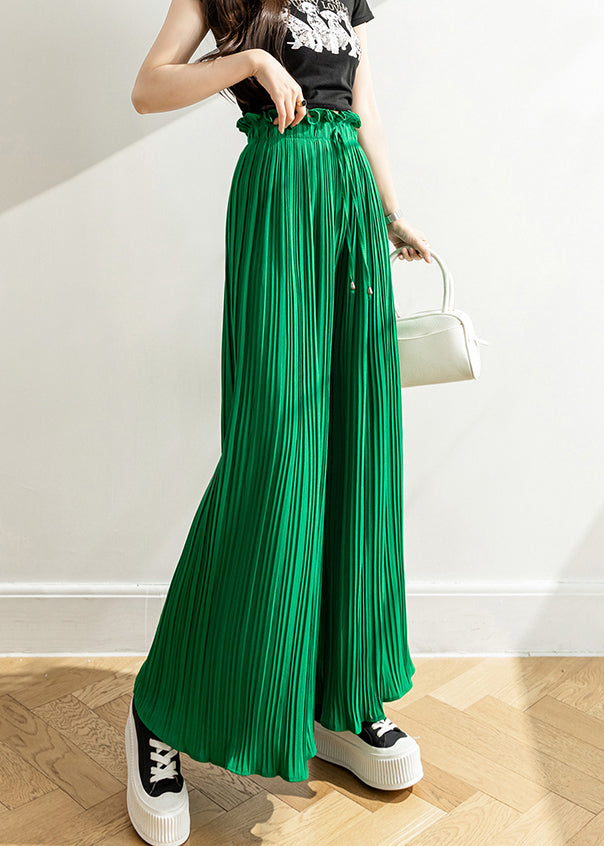 New Green Ruffled Chiffon Crop Pants Summer