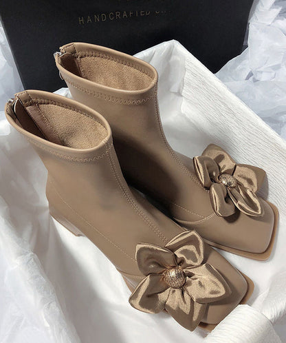 Original French Apricot Splicing Chunky Boots