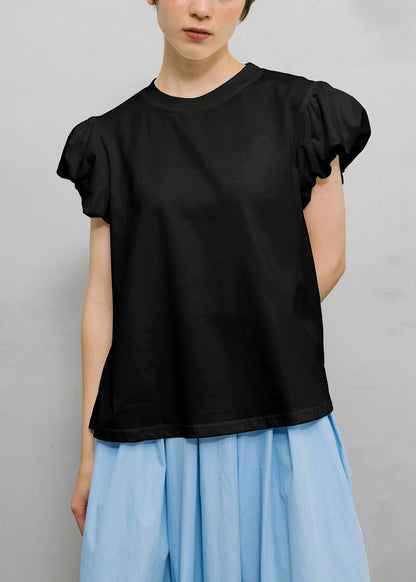 Black Cozy Cotton T Shirts O Neck Short Sleeve