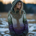 Viking Celtic Knot Jacquard Gradient Cozy Hooded Sweater artswardrobe