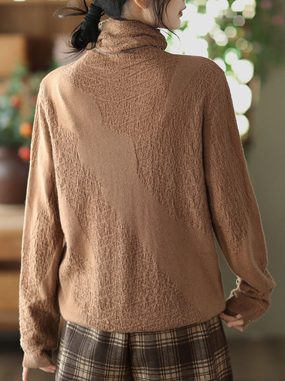 Jacquard Turtleneck Loose Sweater