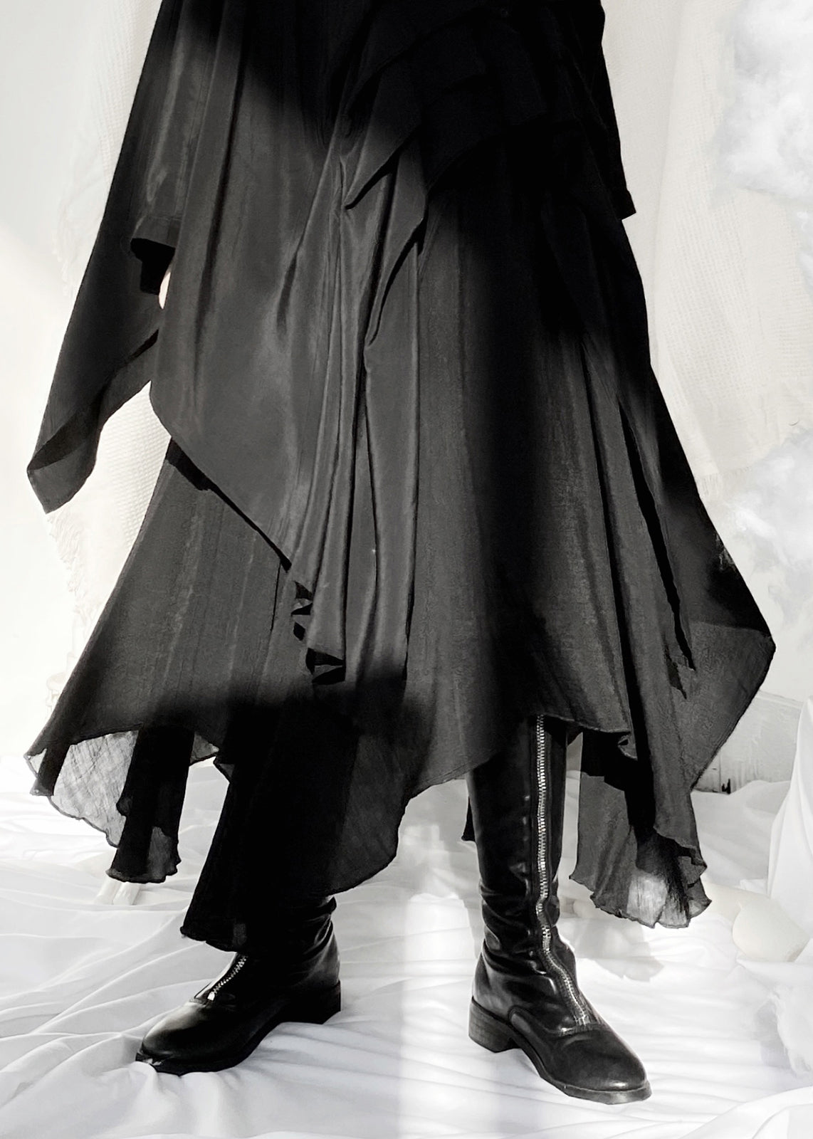 Loose Black Elastic Waist a Line Skirt Summer