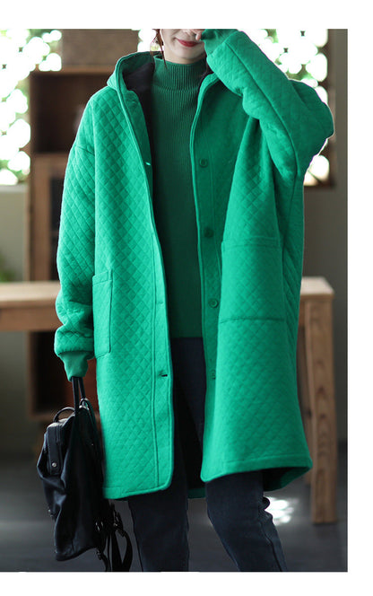 Fleece Retro Art Loose Long Sleeve Hooded Jacket