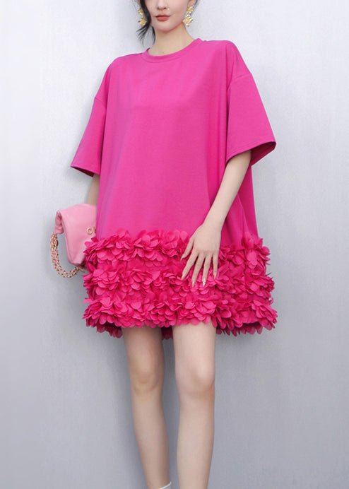 Rose Petal Patchwork Cotton Mini Dress Summer