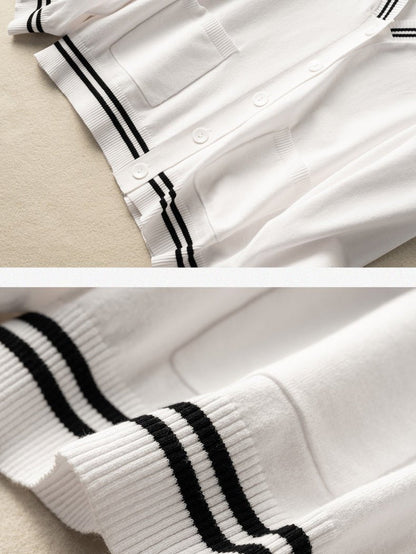 Knitwear Thin Section Literary Retro Wild Loose Striped Jacket in One-size