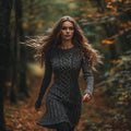 Women's Vintage Celtic Knot Pattern Cozy Knit Mini Sweater Dress artswardrobe
