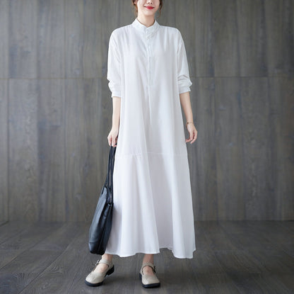 Loose Long Sleeve Cotton Dress