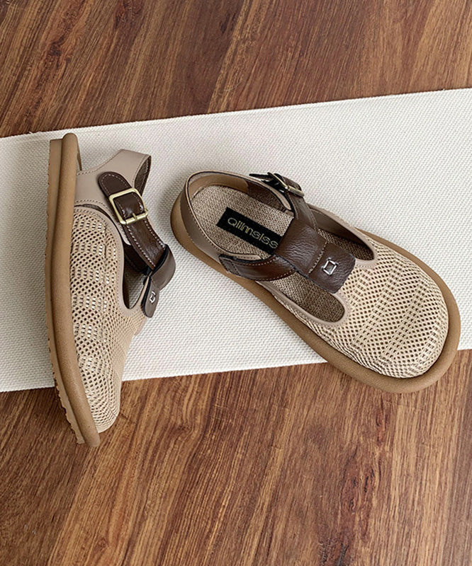 Beige Breathable Mesh Splicing Hiking Sandals