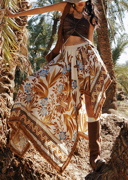 Asymmetrical Print Cotton Tops or Skirts Sleeveless