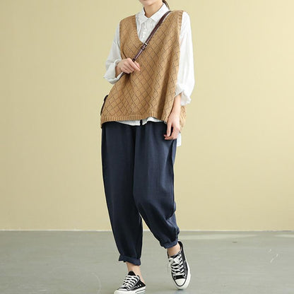 Retro Loose Knitted Sweater Vest