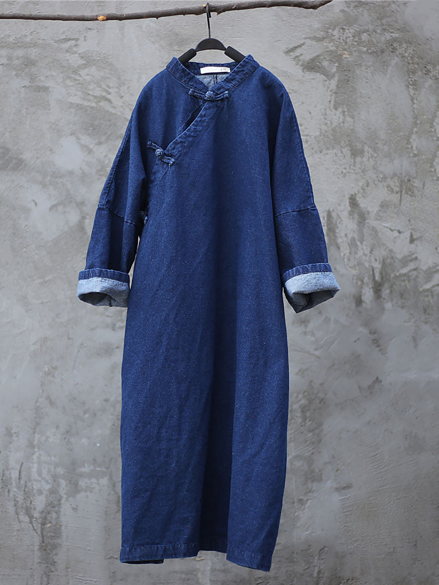 Spring Frog Denim Loose Dress