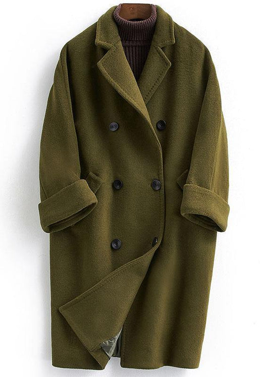Woolen Coat Long Double Breast Coats Notched