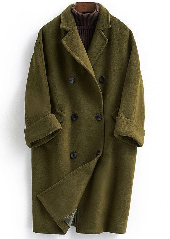 Woolen Coat Long Double Breast Coats Notched