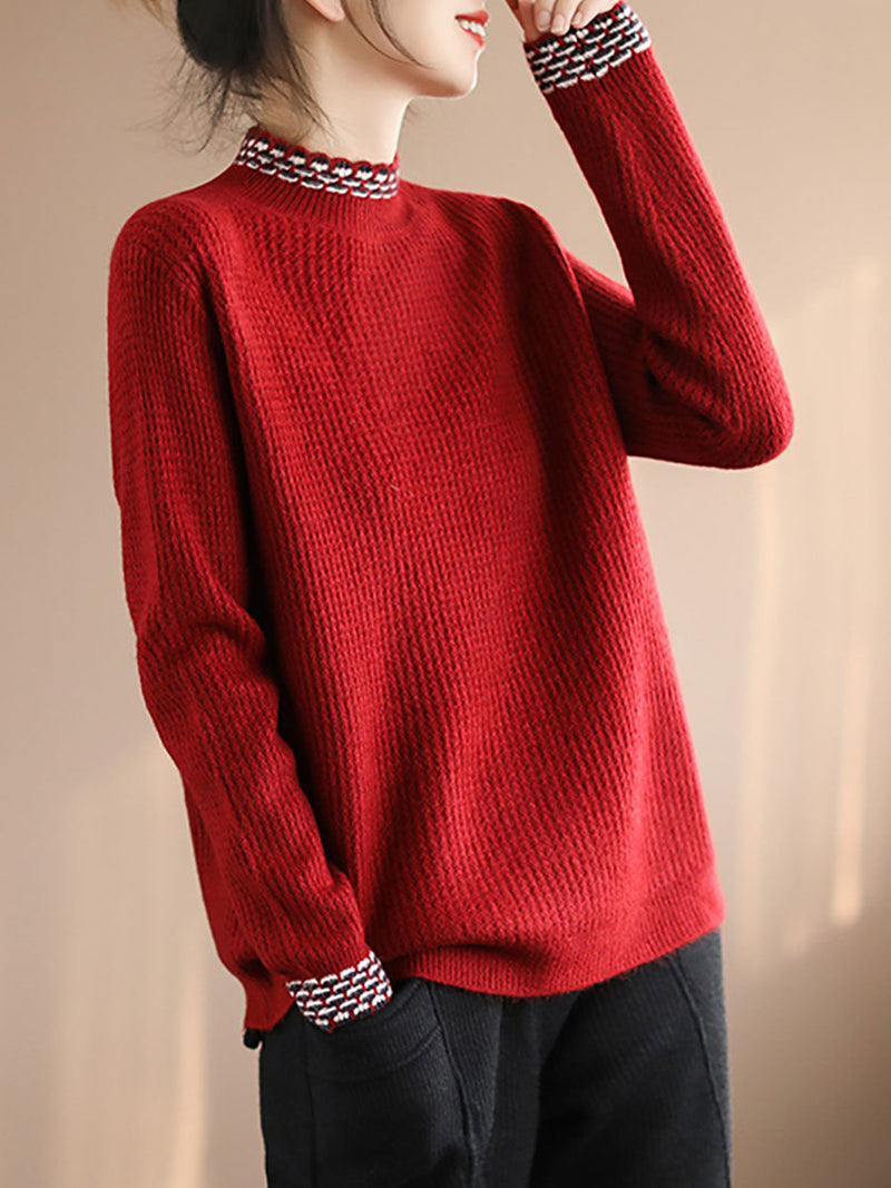 Winter Spliced Knitted Loose Sweater
