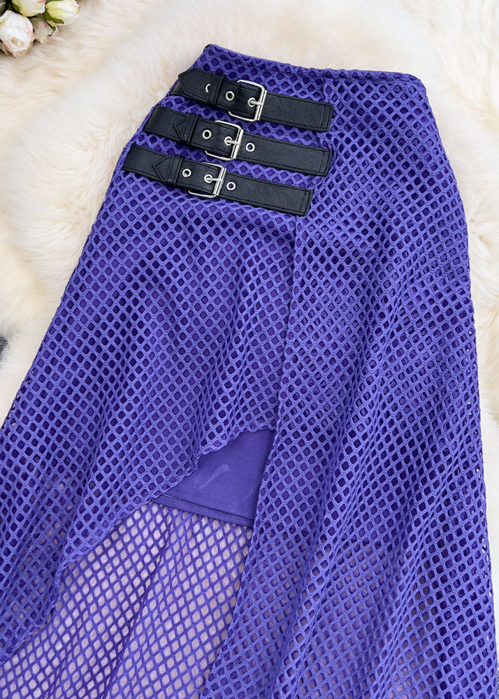 Black Asymmetrical High Waist Patchwork Tulle Skirt Summer