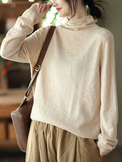 Jacquard Turtleneck Loose Sweater