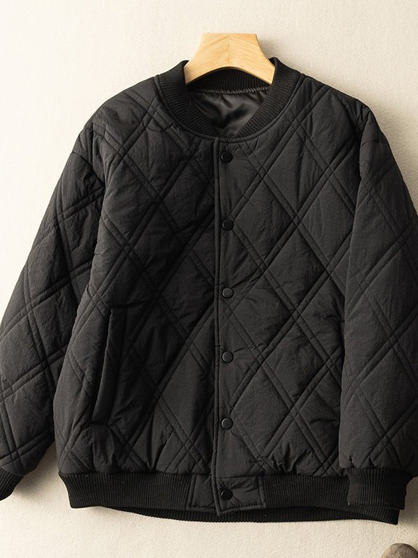 Autumn and Winter Literature Retro Rhombic 100% Polyester Coat