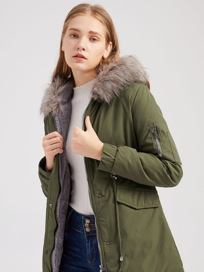 Parka Coat Street Daily Plush Winter Coat Color Oversized Fur Warm Coat