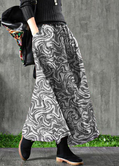 Velour Black Flower Skirt Maxi Length