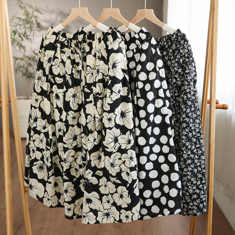 Cozy Retro Cotton A-line Skirt